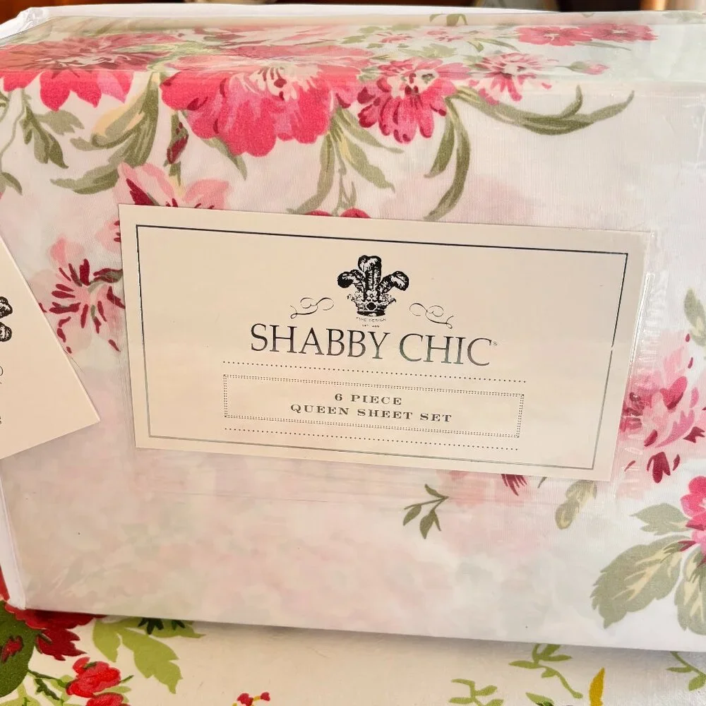 RACHEL ASHWELL SHABBY CHIC Queen Floral Polyester Cool 4 PillowCASES 6 Piece Set
